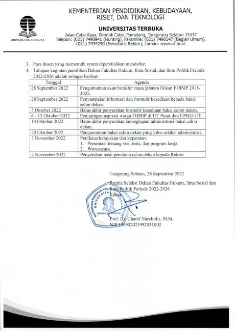 Pemilihan Dekan Fakultas Hukum Ilmu Sosial Dan Ilmu Politik