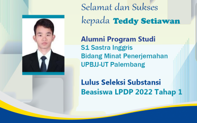Selamat dan Sukses kepada Teddy Setiawan “Lulus Seleksi Substansi Beasiswa LPDP 2022 Tahap 1”