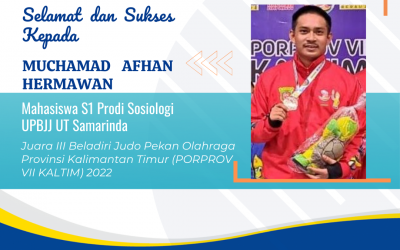 Selamat dan Sukses kepada MUCHAMAD AFHAN HERMAWAN “Juara III Beladiri Judo Pekan Olahraga Provinsi Kalimantan Timur (PORPROV VII KALTIM) 2022”
