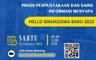 Yuk Ikuti Acara Prodi Menyapa Mahasiswa Baru Perpustakaan dan Sains Informasi! Sabtu, 25 Februari 2023 Waktu 09.00 WIB