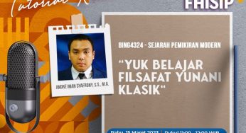 UT Radio “Yuk Belajar Filsafat Yunani Klasik” Rabu, 15 Maret 2023 pukul 11.00 – 12.00 WIB