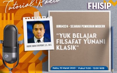 UT Radio “Yuk Belajar Filsafat Yunani Klasik” Rabu, 15 Maret 2023 pukul 11.00 – 12.00 WIB