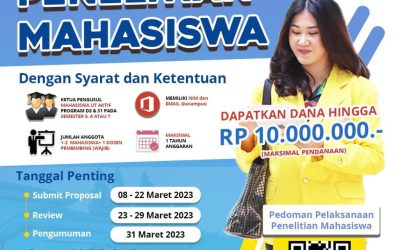 Mahasiswa UT Program S1 Semester 5, 6 dan 7! Jangan lewatkan, Pusat Penelitian Keilmuan LPPM UT membuka PENELITIAN MAHASISWA dengan maksimal pendanaan *Rp.10.000.000,-*