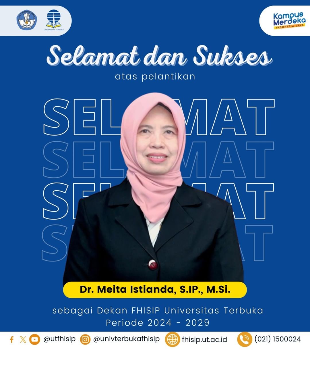 Selamat Dan Sukses Atas Dilantiknya Dr Meita Istianda Sip Msi Sebagai Dekan Fhisip