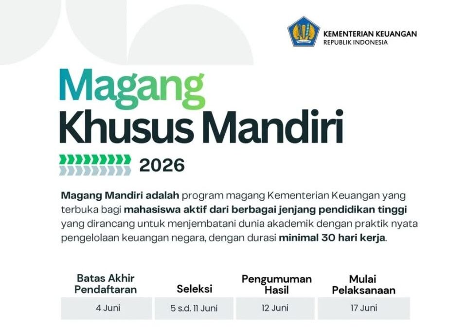 Magang Khusus Mandiri Kementerian Keuangan Tahun 2026