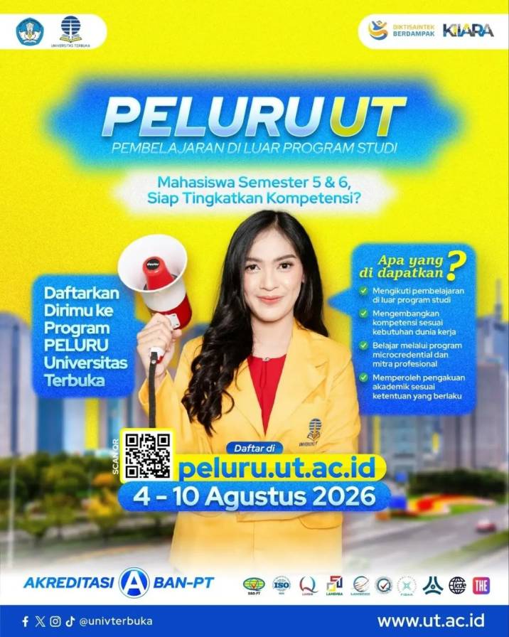 Program PELURU untuk mahasiswa Semester 5 & 6 Daftar di peluru.ut.ac.id (4 – 10 Agustus 2026)