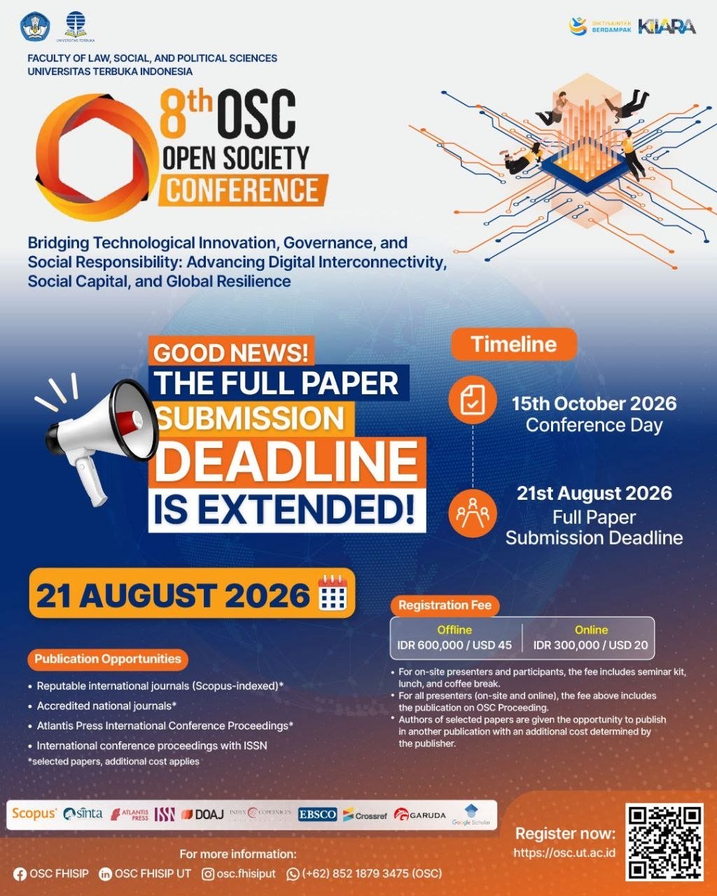 The 8th Open Society Conference (OSC) 2026 : The Full Paper Submission Deadline is Extended : August 21, 2026