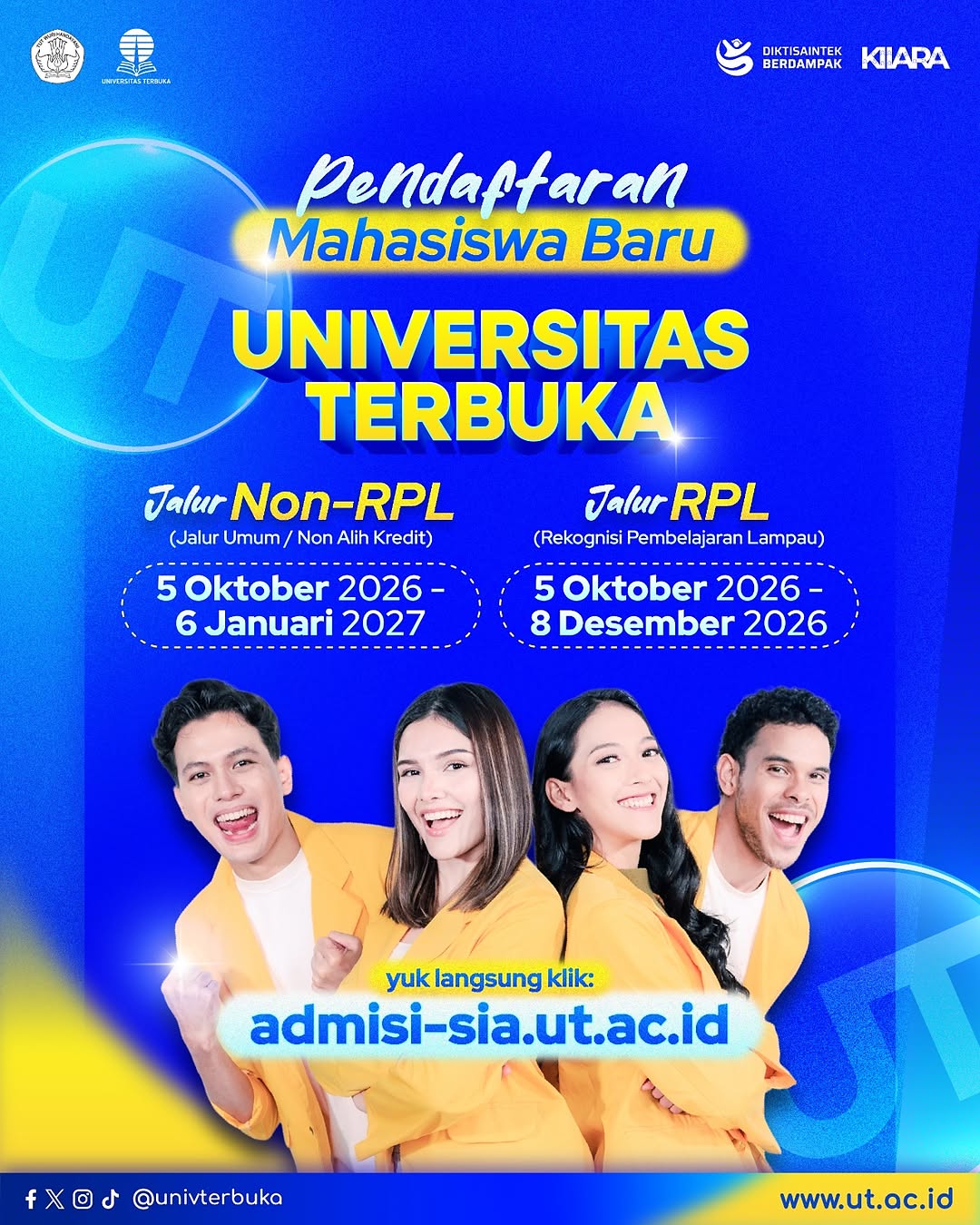 FHISIPERS Pendaftaran Mahasiswa Baru Jalur RPL: 5 Okt – 8 Des 2026 dan Jalur Non-RPL: 5 Okt 2026 – 6 Jan 2027