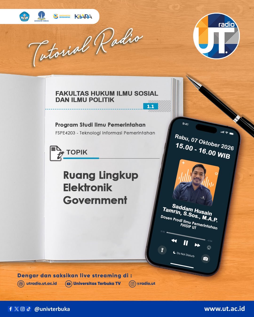 Tutorial Radio S1 Ilmu Pemerintahan “Ruang Lingkup Elektronik Government”